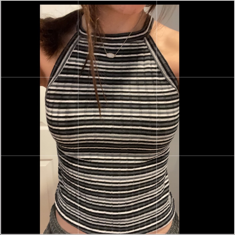 black white and grey tank top